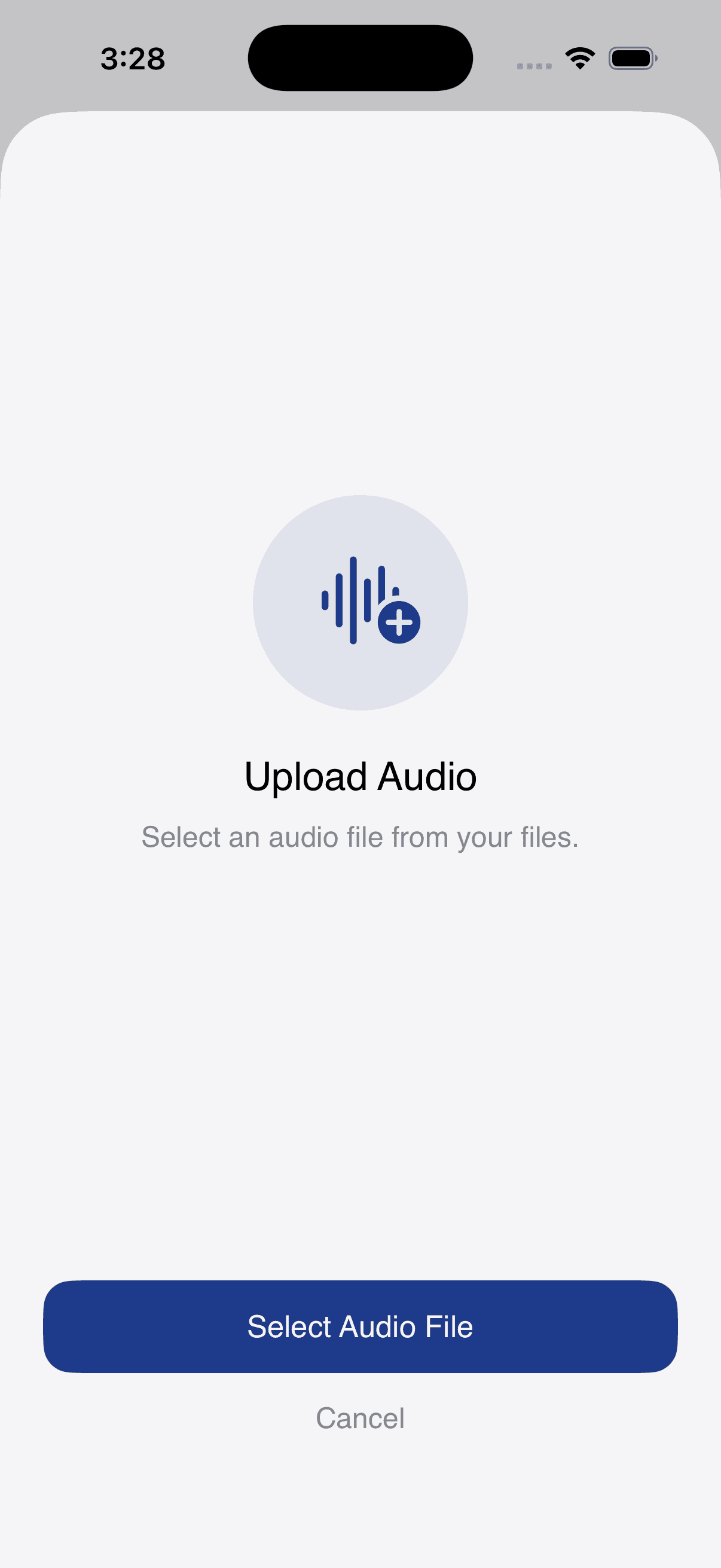 Import audio screen