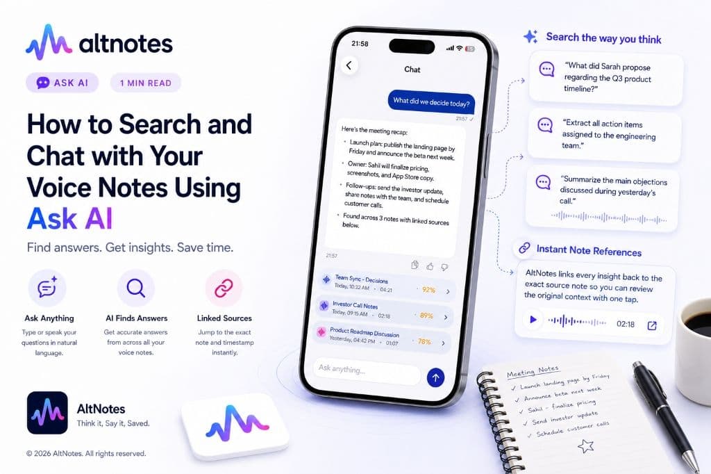 How to Search and Chat with Your Voice Notes Using Ask AI