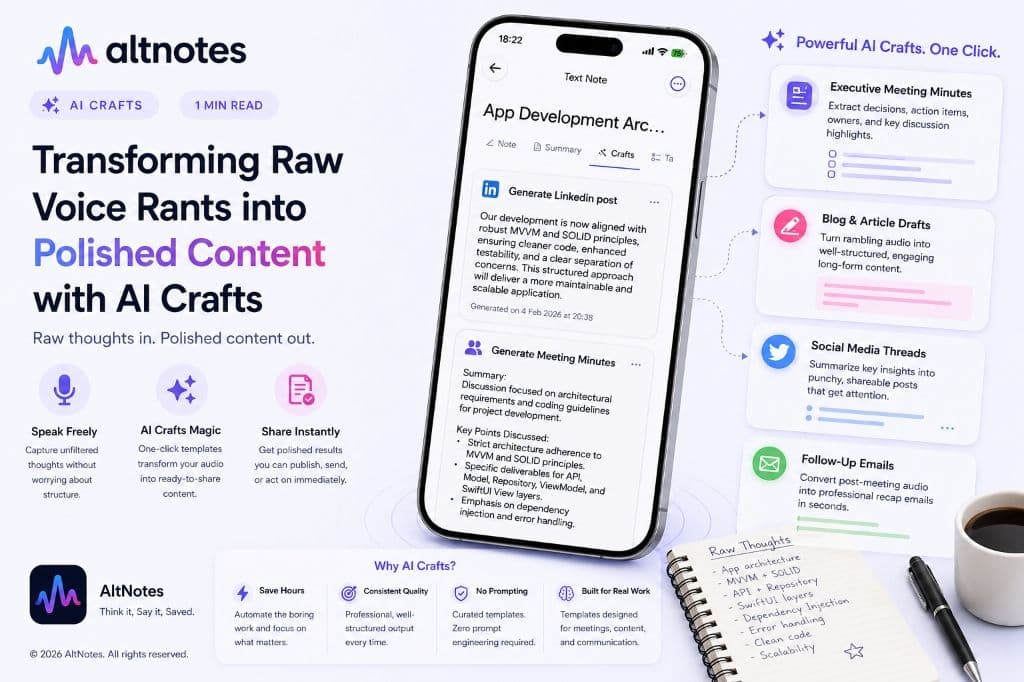 Transforming Raw Voice Rants into Polished Content with AI Crafts